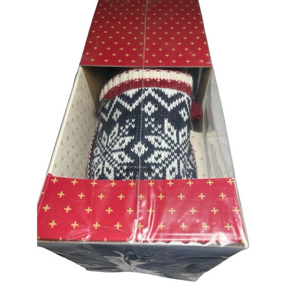 NEW Muk Luks Men's Rib Knit Navy Scuff Slippers w/ Bottle Sweater Medium 10-11 - Picture 4 of 12